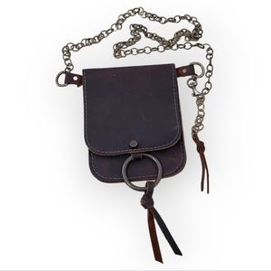 CANOE Leather Crossbody Hip Bag Adjustable Chain Strap